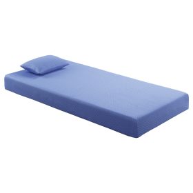 7inch Twin Mattress and Pillow Set Breathable Fabric Gel-Infused Memory Foam Mattress, Blue, Mattress in a Box