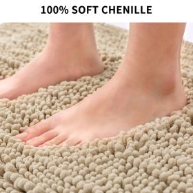 Chenille Bathroom Rug Mat; Extra Soft Thick Absorbent Shaggy Bath Rugs; Non-Slip Machine Wash Dry Plush Bath Mats for Bathroom; Shower; and Tub (50``x