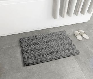 Non Slip Chenille Bath Mat for Bathroom Rugs 40" x 60"; Extra Soft and Absorbent Microfiber Shag Rug; Machine Wash Dry; Shower; and Room- Dark Gray