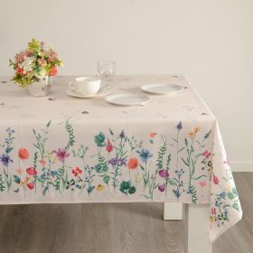 Watercolor Flowers Rectangle Easter Tablecloth Non Iron Stain Resistant Table Cover 60x84 inch