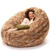 Jaxx 6 Foot Cocoon - Large Bean Bag Chair for Adults, Premium Luxe Faux Fur - Red Fox