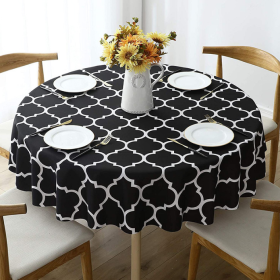 Tablecloth For Round Tables Waterproof Satin Resistant Washable Dining Table Protector (Color: black, size: 120*120cm)