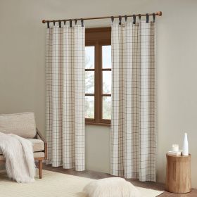 Plaid Faux Leather Tab Top Curtain Panel with Fleece Lining(Only 1 Pc Panel) (Color: as Pic)